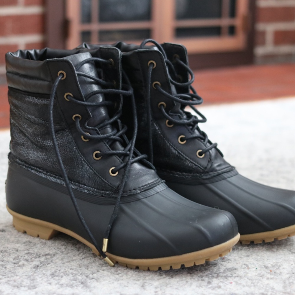 Sam Edelman black Caldwell lace up duck boot